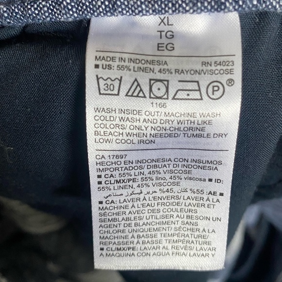 OLD NAVY Linen Blend Wide Leg Striped Pants Beachy Pull-On Blue/White Sz XL - Picture 10 of 10